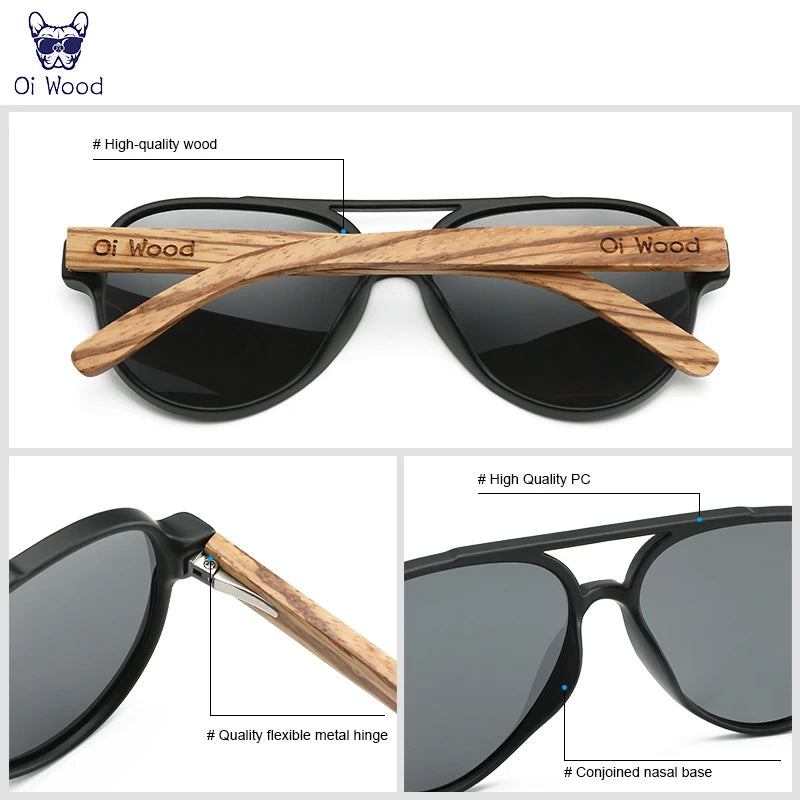 Oi Wood Sunglasses For Women Men Wooden Sun Glasses Polarized UV400 High Quality Eyewear Accessory Original Box