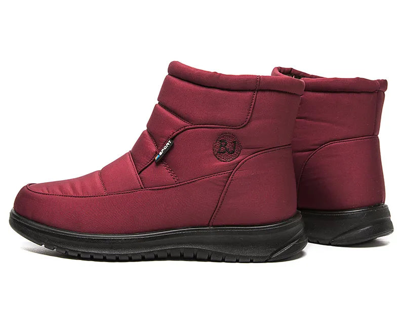 Women's Boots 2025 Winter Shoes For Women Ankle Boots Warm Fur Botas Mujer Waterproof Low Heels Snow Boots Winter Flat Shoes