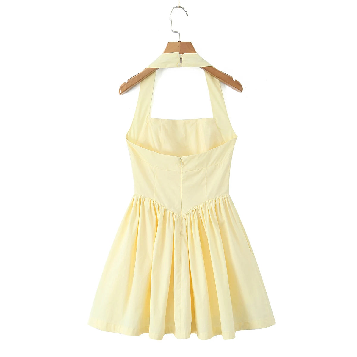 Yellow Halter Mini Dress – Backless A-Line Summer Style