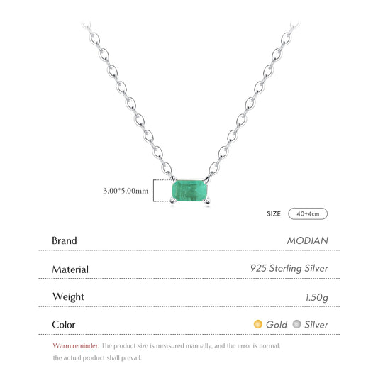 Modian Authentic 925 Sterling Silver Green Tourmaline Necklace Pendant for Women Fashion Bijoux Wedding Statement Jewelry Gifts