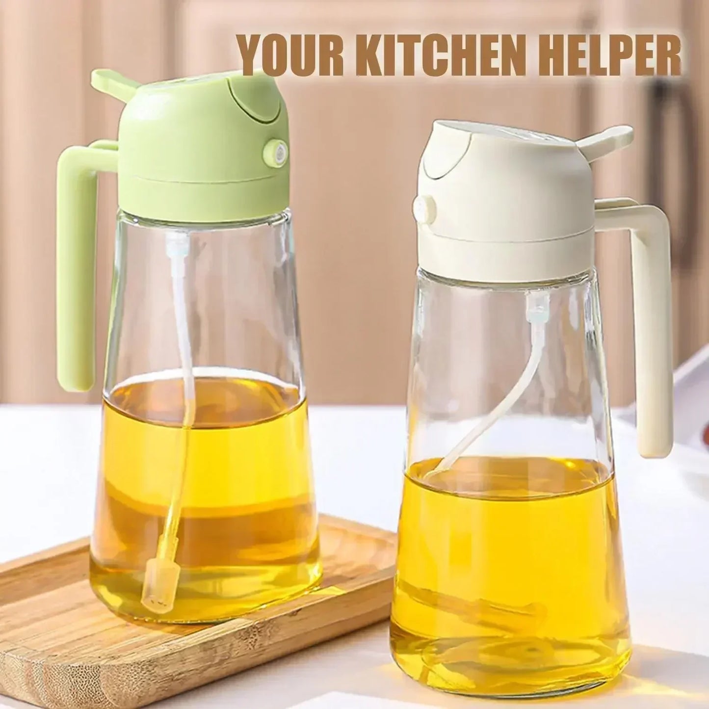 2-in-1 Glass Oil Dispenser & Sprayer | Leakproof, Non-Slip Kitchen Mister