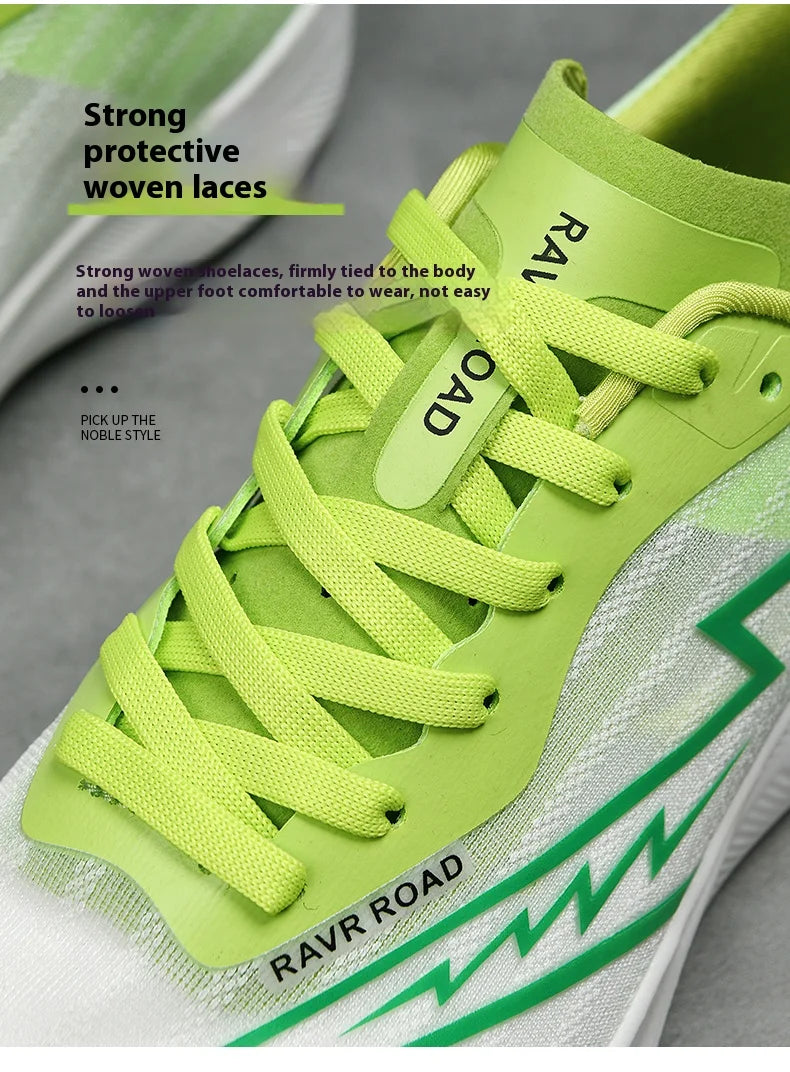 Real carbonboard racing running shoes couple's ultra-light cushioning sneakers men's thin mesh walking shoes