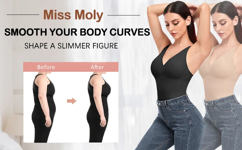 Women's Shapewear Bodysuit with Built-in Bra & Tummy Control