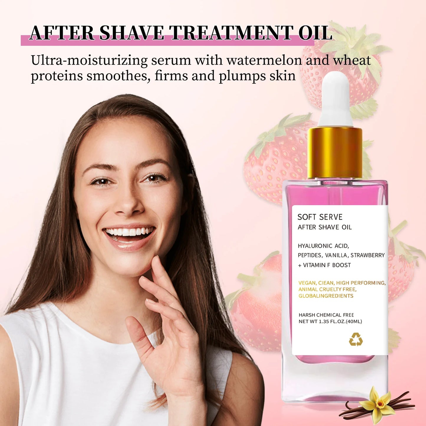Strawberry Vanilla After Shave Oil women Serve Shave Oil Truly After Shave OilFor Smooth Skin Moisturizes Soft Skin Care