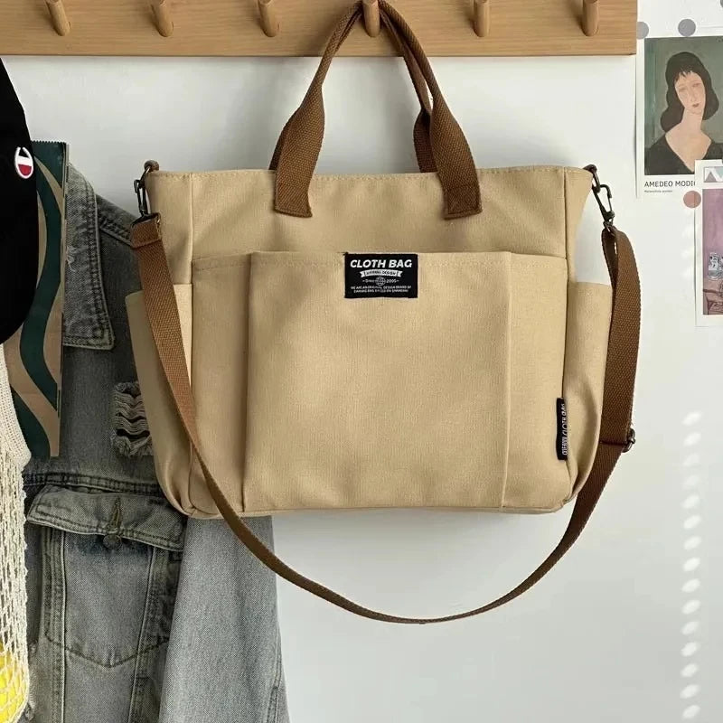 Canvas Laptop Tote Bag – Large Capacity Crossbody for Women & Students