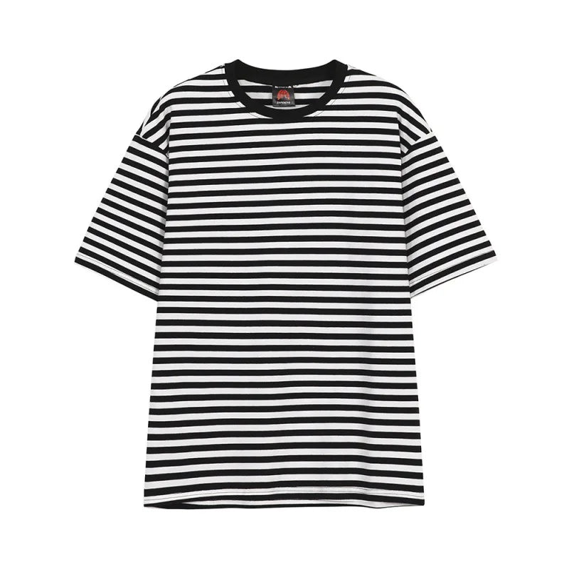 Y2K Men’s Striped Oversized T-Shirt – Summer Casual Loose Fit