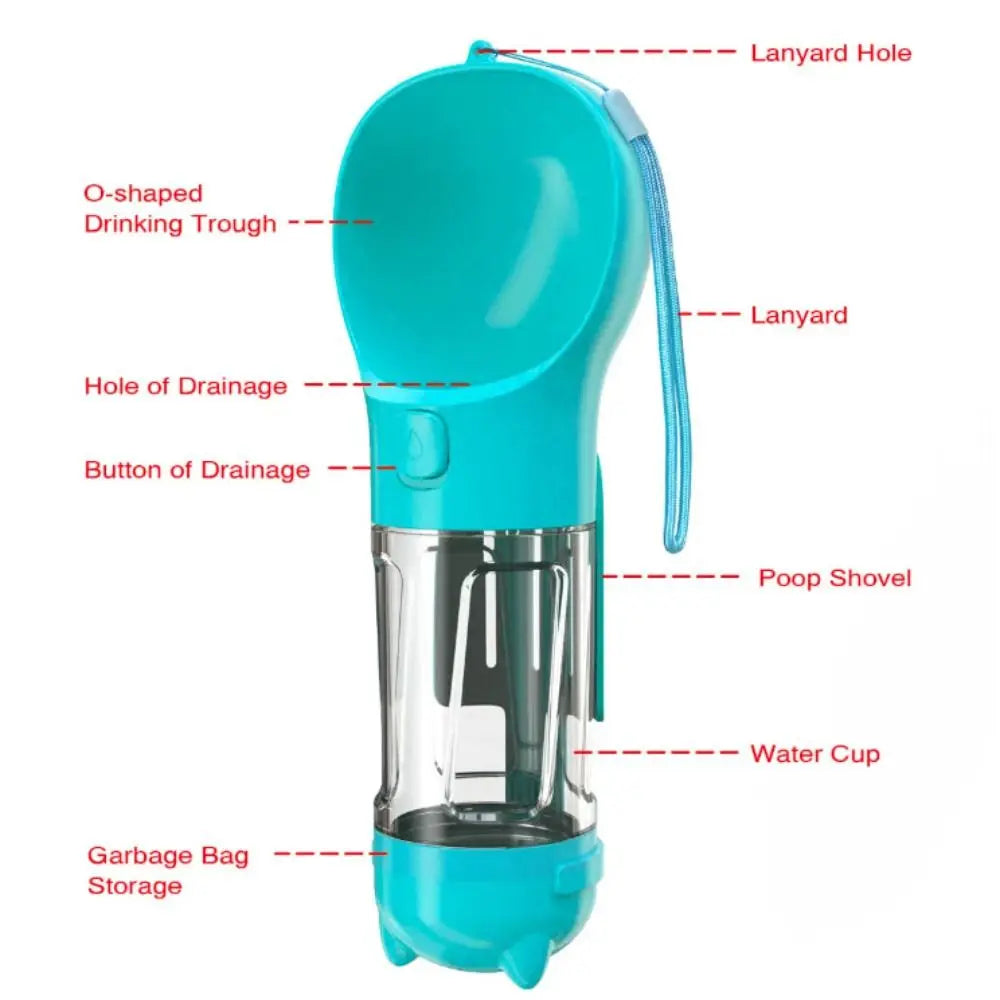 300/500ml Pet Water Food Dispenser 3 in 1 with Trash Bag Box and Shovel Pet Dog Water Bottle Leak Proof Dog Food Feeder Cat