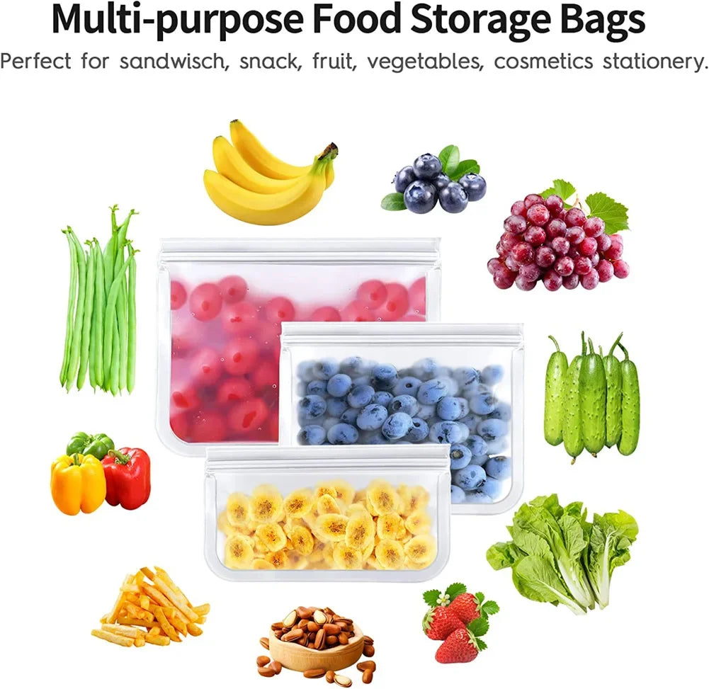 10-Pack Reusable Leakproof Food Storage Bags – BPA-Free & Freezer Safe
