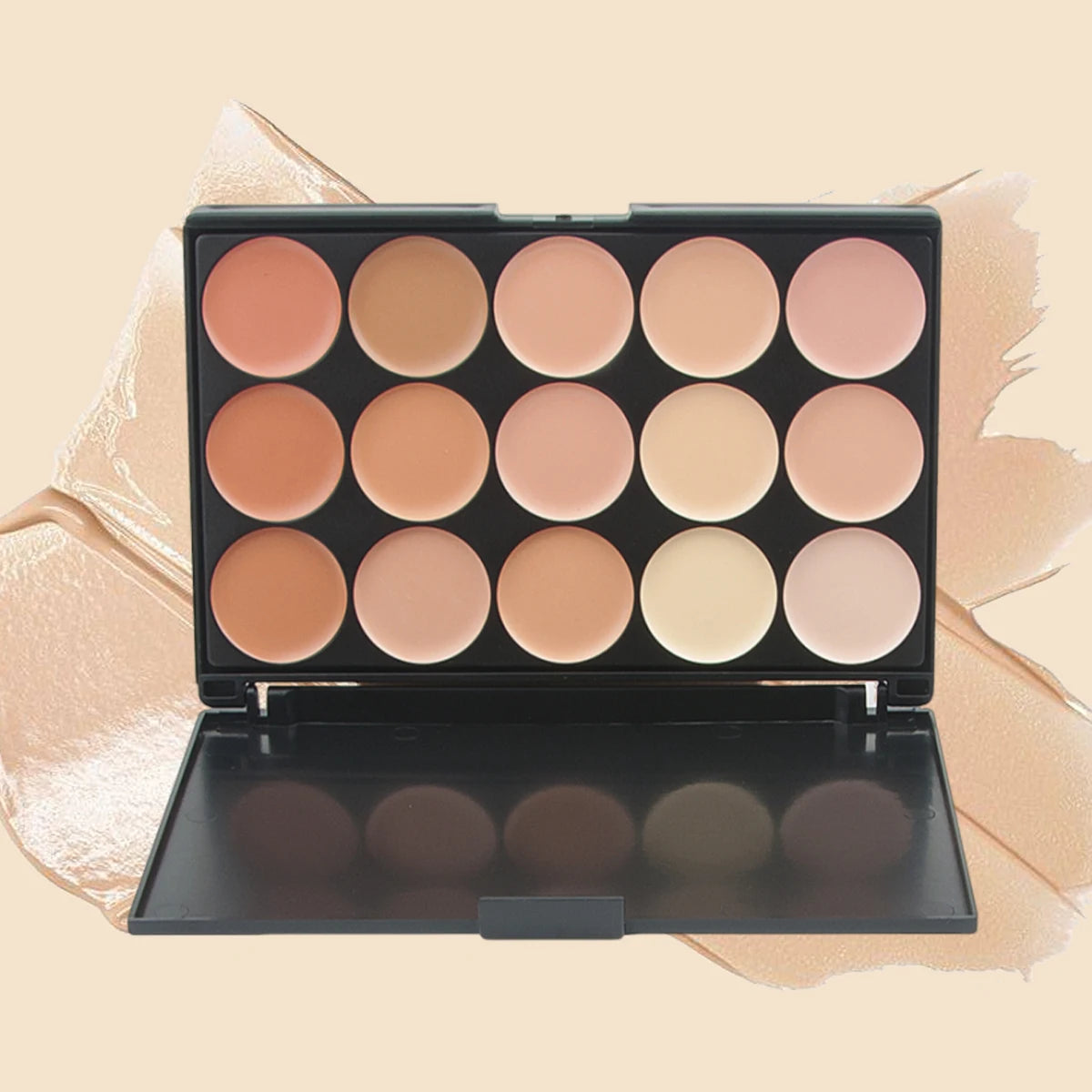 2pcs 15-color Professional Concealer with Brush,Face Makeup and Contouring Dark Circles Acne Mark Brightening Waterproof Sweat