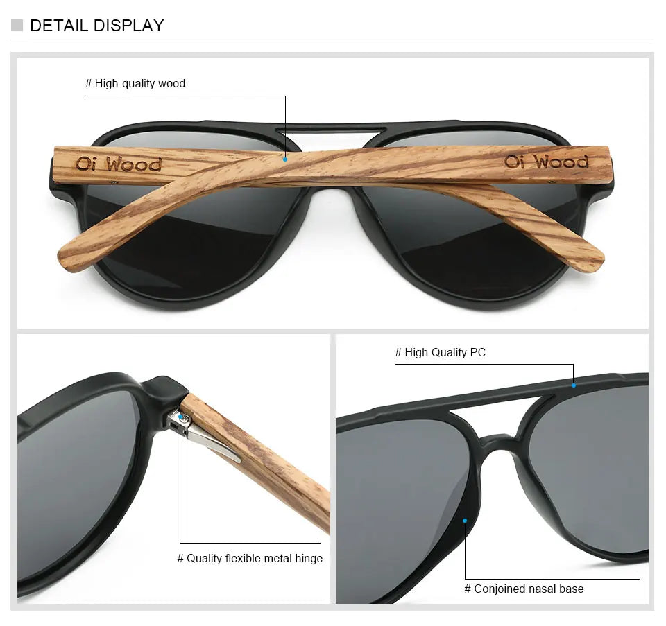 Oi Wood Sunglasses For Women Men Wooden Sun Glasses Polarized UV400 High Quality Eyewear Accessory Original Box