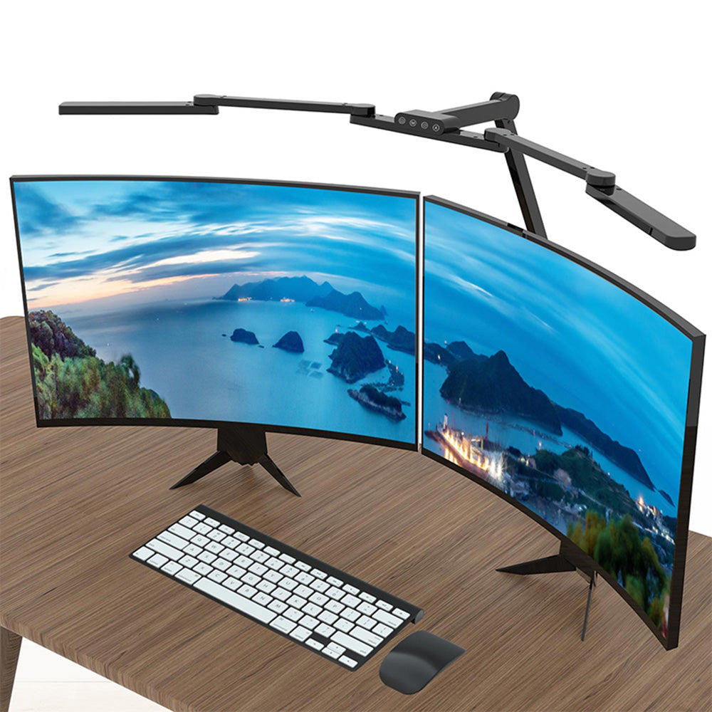 24W Double Head LED Desk Lamp Clip-on Swing Arm L-Shaped Architect Table Lamp Dimmable Transformable Reading Computer Light