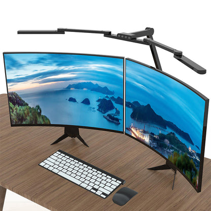 24W Double Head LED Desk Lamp Clip-on Swing Arm L-Shaped Architect Table Lamp Dimmable Transformable Reading Computer Light