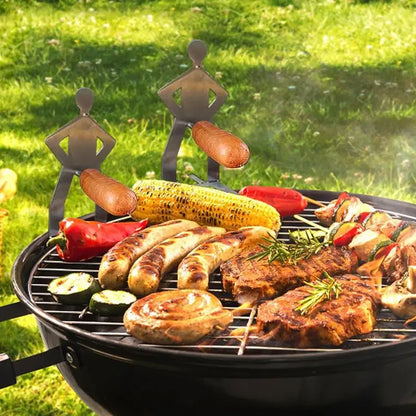 Funny BBQ Sausage Holder Stainless Steel Hot Dog Grill Holder Portable Camping Backpack Rack People Sausage Stand For Picnics