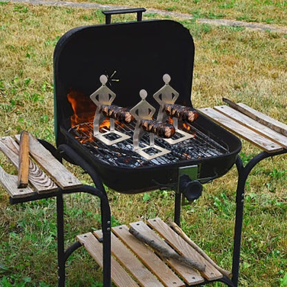 Funny BBQ Sausage Holder Stainless Steel Hot Dog Grill Holder Portable Camping Backpack Rack People Sausage Stand For Picnics