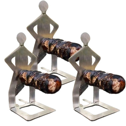 Funny BBQ Sausage Holder Stainless Steel Hot Dog Grill Holder Portable Camping Backpack Rack People Sausage Stand For Picnics
