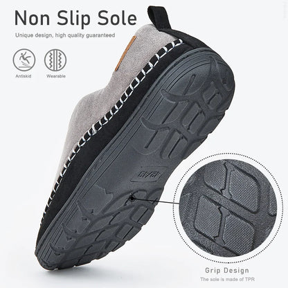 House Slippers For Men Sewing Patchwork Memory Foam Indoor Outdoor Shoes Warm Plush Street Winter Slippers Non-Slip Big Size