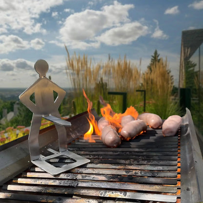 Funny BBQ Sausage Holder Stainless Steel Hot Dog Grill Holder Portable Camping Backpack Rack People Sausage Stand For Picnics