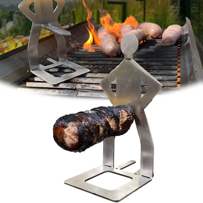 Funny BBQ Sausage Holder Stainless Steel Hot Dog Grill Holder Portable Camping Backpack Rack People Sausage Stand For Picnics