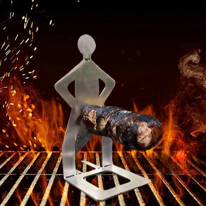 Funny BBQ Sausage Holder Stainless Steel Hot Dog Grill Holder Portable Camping Backpack Rack People Sausage Stand For Picnics