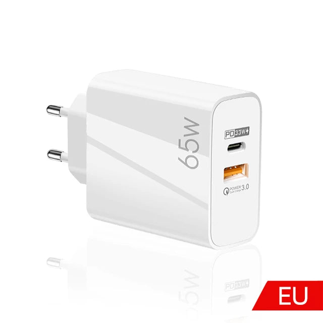 Supercharge USB Type C Cable QC3.0 65W PD fast Charger for Samsung iPhone Xiaomi Huawei Universal Quick Charger