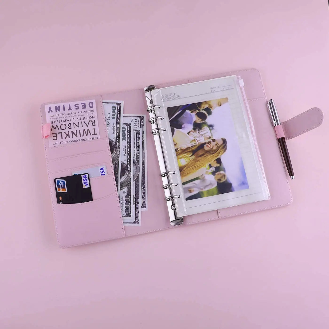 A5 Binder PU Leather 6-Ring Notebook Binder Cover for A5 Filler Paper, Refillable A5 Personal Planner Binder with Magnetic