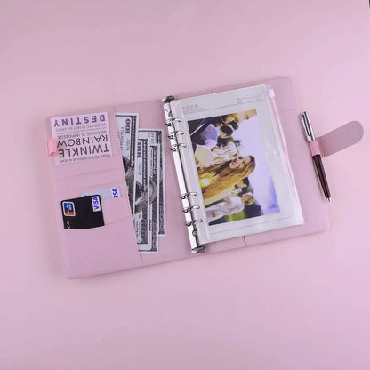 A5 Binder PU Leather 6-Ring Notebook Binder Cover for A5 Filler Paper, Refillable A5 Personal Planner Binder with Magnetic