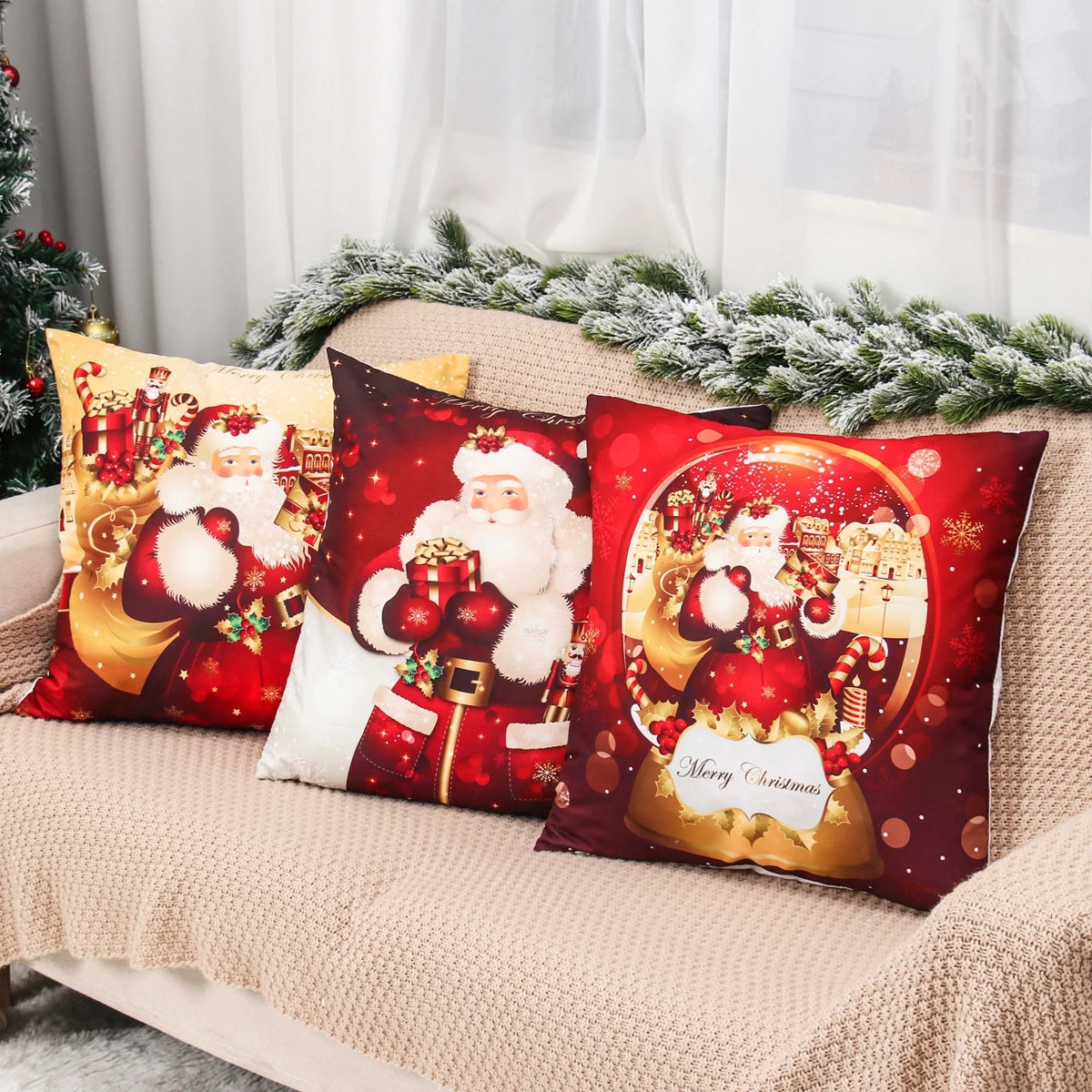 Christmas Cushion Cover Merry Christmas Decorations for Home 2025 Christmas Ornament Navidad Noel Xmas Gifts Happy New Year 2026