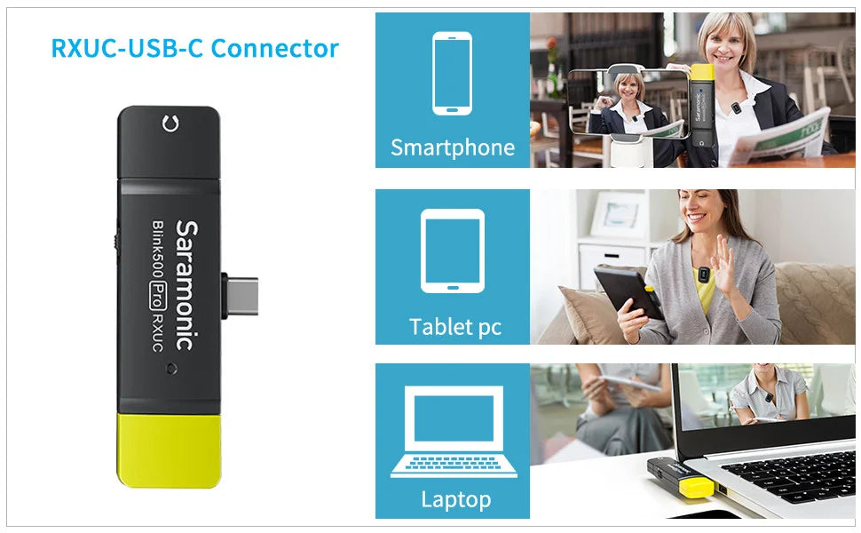 Saramonic Blink500 Pro Wireless Lavalier Microphone for iPhone Android PC Computer DSLR Cameras Youtube Recording Streaming Vlog