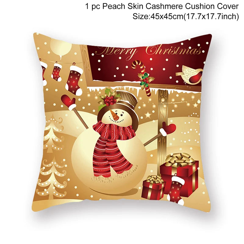 Christmas Cushion Cover Merry Christmas Decorations for Home 2025 Christmas Ornament Navidad Noel Xmas Gifts Happy New Year 2026