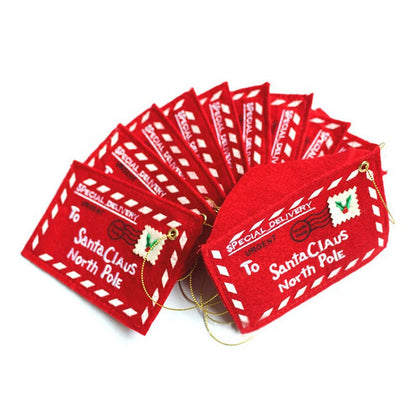 5pcs Christmas Letter Candy Bag Decoration Santa Claus Felt Envelope Embroidery for Home Tree Ornament Kids Holiday Gifts Supply