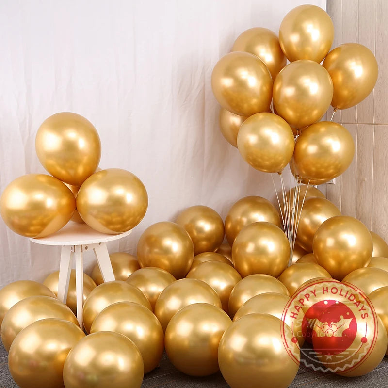 5-30pcs/lot Chrome Metal Balloon Large Latex Balloons Gold Silver Green Birthday Party Wedding Christmas Decor Helium Balloon