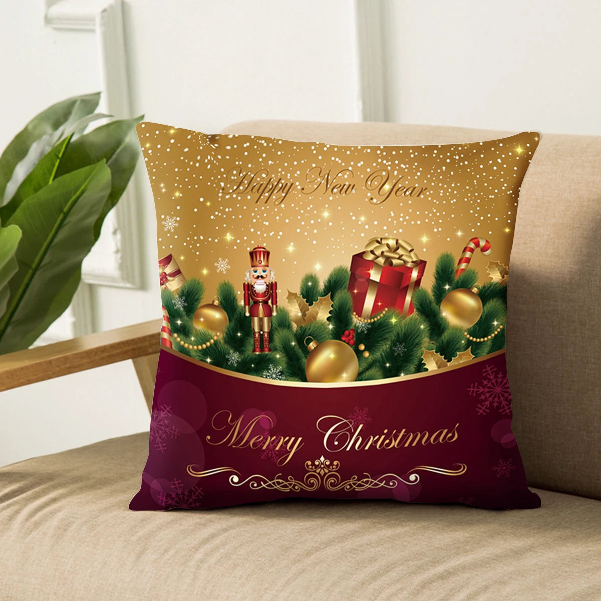 Christmas Cushion Cover Merry Christmas Decorations for Home 2025 Christmas Ornament Navidad Noel Xmas Gifts Happy New Year 2026