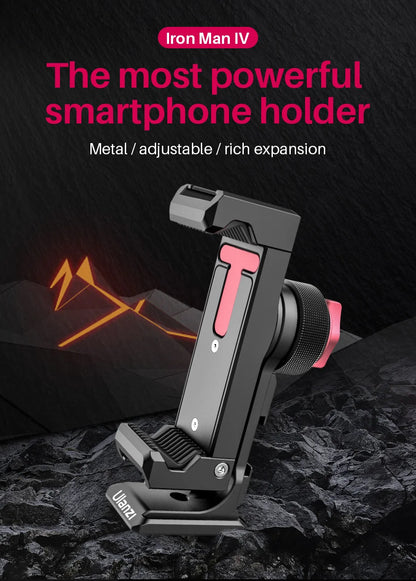Ulanzi ST-27 Metal Phone Holder Clamp With Cold Shoe Arca 360°Rotatable tripod Mount Clip for TikTok Vlog Photography