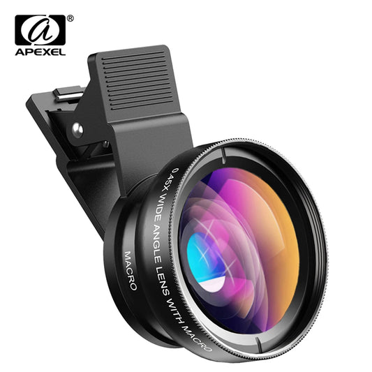 APEXEL 2-in-1 Phone Camera Lens – 0.45x Wide + 12.5x Macro