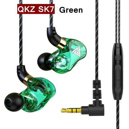 QKZ AK6 SK7 Copper Driver HiFi Wired Earphone with MIC Sport Running Headphones Bass Stereo Headset Music Earbuds fone de ouvido