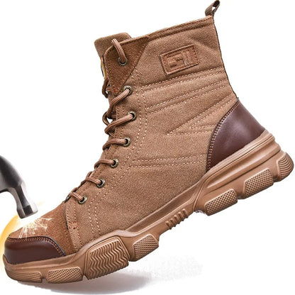 SUADEX Steel Toe Boots for Men Work Boots Indestructible Work Shoes Desert Safety Boots Safety Shoes 36-48