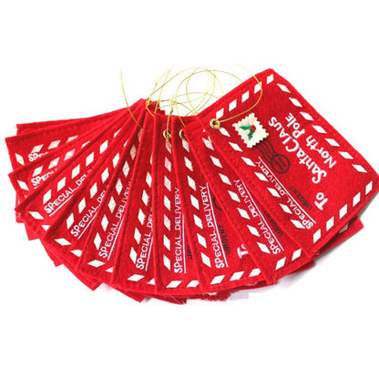 5pcs Christmas Letter Candy Bag Decoration Santa Claus Felt Envelope Embroidery for Home Tree Ornament Kids Holiday Gifts Supply