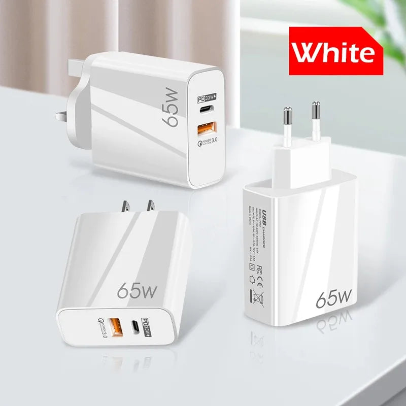 Supercharge USB Type C Cable QC3.0 65W PD fast Charger for Samsung iPhone Xiaomi Huawei Universal Quick Charger