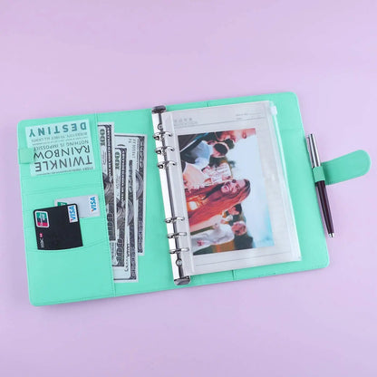 A5 Binder PU Leather 6-Ring Notebook Binder Cover for A5 Filler Paper, Refillable A5 Personal Planner Binder with Magnetic