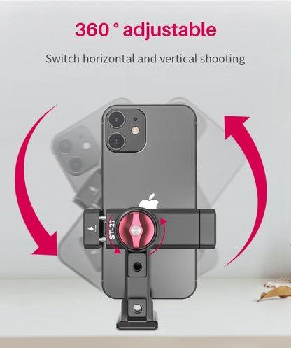 Ulanzi ST-27 Metal Phone Holder Clamp With Cold Shoe Arca 360°Rotatable tripod Mount Clip for TikTok Vlog Photography
