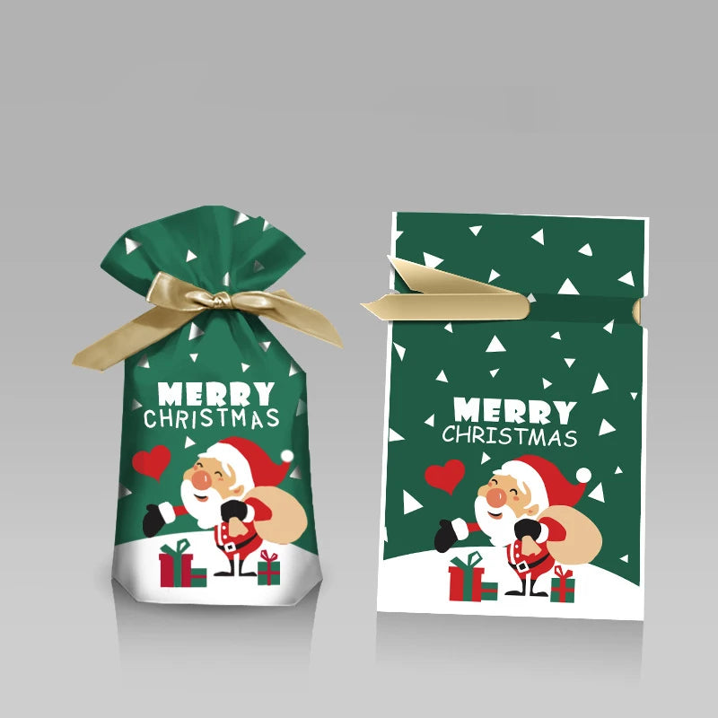 5/10pcs  New Year 2022 Candy Bag Santa Gift Bag Snowflake Crisp Drawstring Bag Merry Christmas Decorations for Home Noel Present