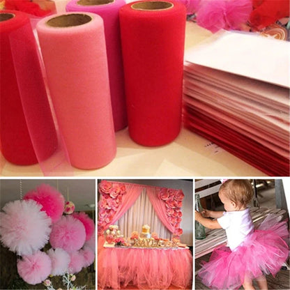 Tulle Roll 15cm 25 Yards Tulle Organza Roll Spool Tutu Fabric Wedding Birthday Decoration Party Supplies Baby Shower Accessories