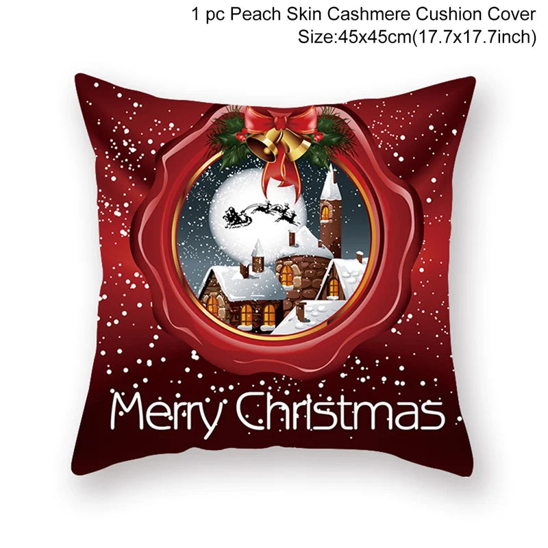 Christmas Cushion Cover Merry Christmas Decorations for Home 2025 Christmas Ornament Navidad Noel Xmas Gifts Happy New Year 2026