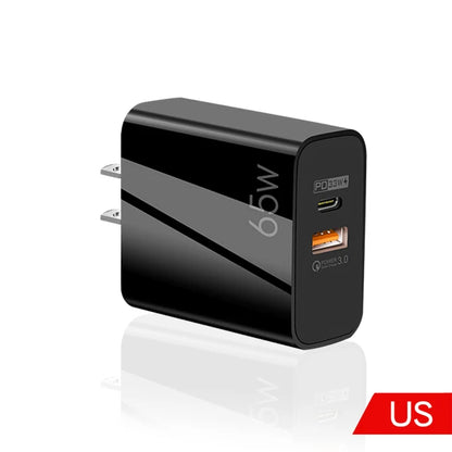 Supercharge USB Type C Cable QC3.0 65W PD fast Charger for Samsung iPhone Xiaomi Huawei Universal Quick Charger