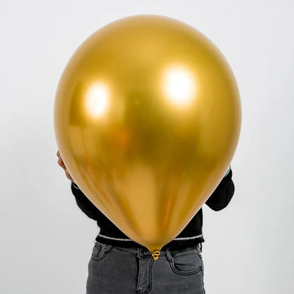 5-30pcs/lot Chrome Metal Balloon Large Latex Balloons Gold Silver Green Birthday Party Wedding Christmas Decor Helium Balloon