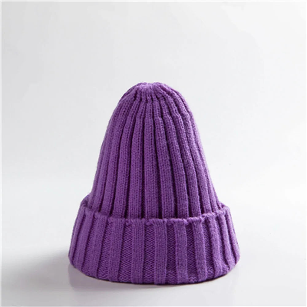 New Candy Colors Winter Women Knitted Hat Warm Soft Trendy Kpop Style Wool Beanie Elegant All-match Cap