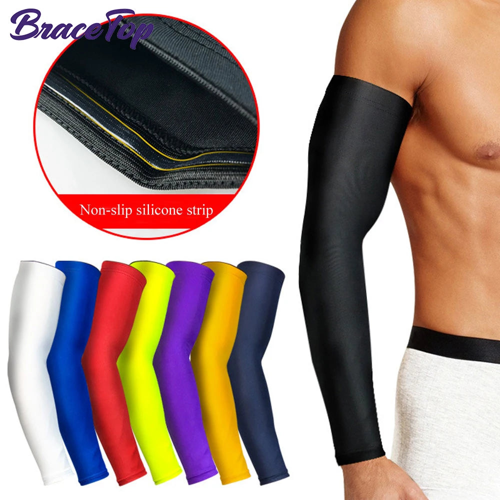BraceTop 1 PC Sports Cooling Arm Sleeves for Men Women, Outdoor UV Protection Sleeves for Basketball Football Volleyball Cycling