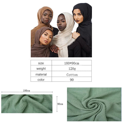 Hot Crinkle Cotton Hijab Scarf Women Scarves Bandana Turban Headscarf Muslim Shawl Africa Wrap Headband Islamic Shawls Headband