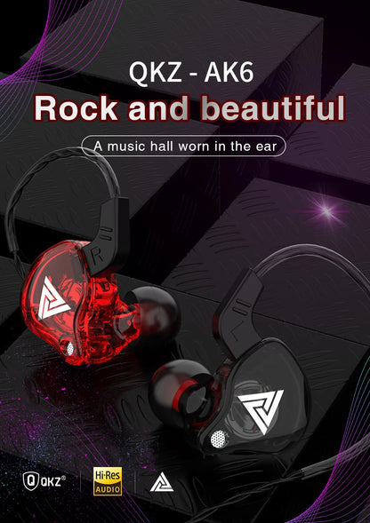 QKZ AK6 SK7 Copper Driver HiFi Wired Earphone with MIC Sport Running Headphones Bass Stereo Headset Music Earbuds fone de ouvido