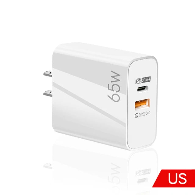 Supercharge USB Type C Cable QC3.0 65W PD fast Charger for Samsung iPhone Xiaomi Huawei Universal Quick Charger